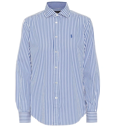 Shop Polo Ralph Lauren Striped Cotton Shirt In Blue