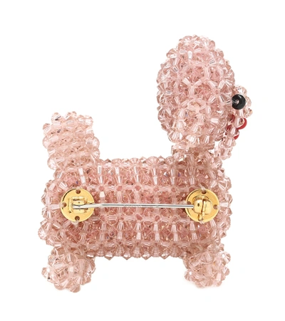 Shop Gucci Embellished Dog Brooch In Pink