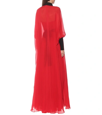 Shop Elie Saab Pleated Silk Georgette Gown In Red