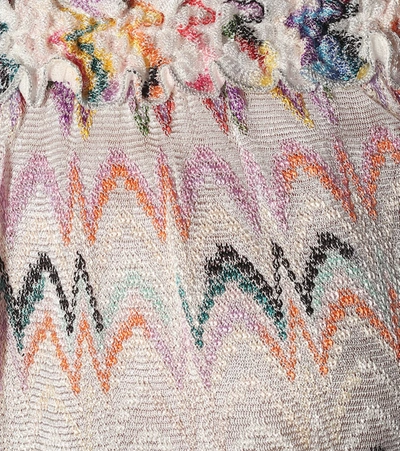 Shop Missoni Zig-zag Knit Off-shoulder Crop Top In Multicoloured