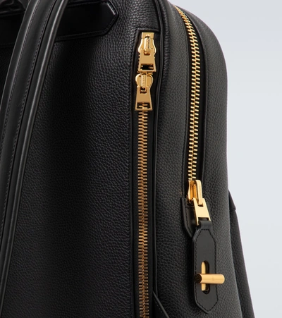 Shop Tom Ford Grained Leather Backpack In Black