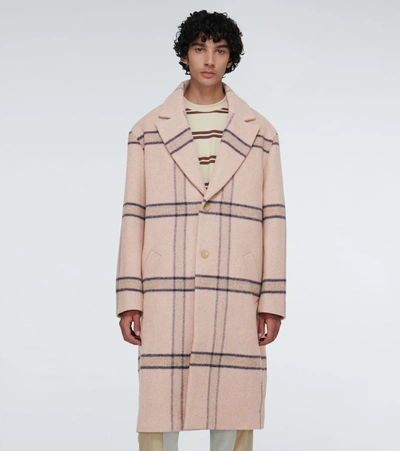 Shop Jacquemus Le Manteau Oversized Checked Coat In Beige