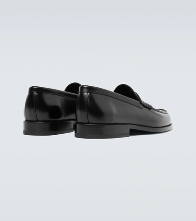 Shop Rochas Leather Penny Loafers In Black