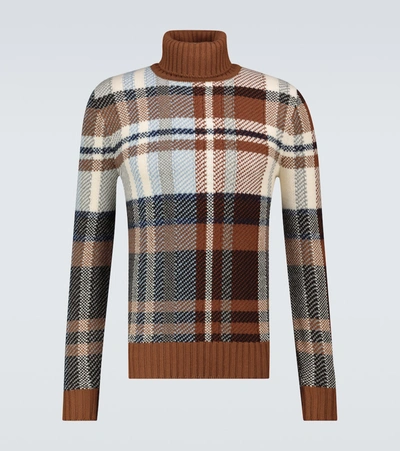 Shop Loro Piana Cashmere-silk Checked Sweater In Multicoloured