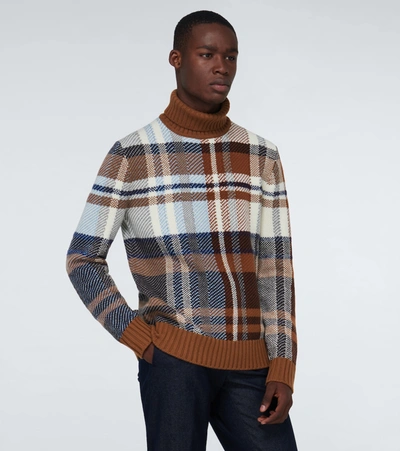 Shop Loro Piana Cashmere-silk Checked Sweater In Multicoloured