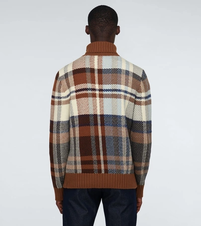Shop Loro Piana Cashmere-silk Checked Sweater In Multicoloured