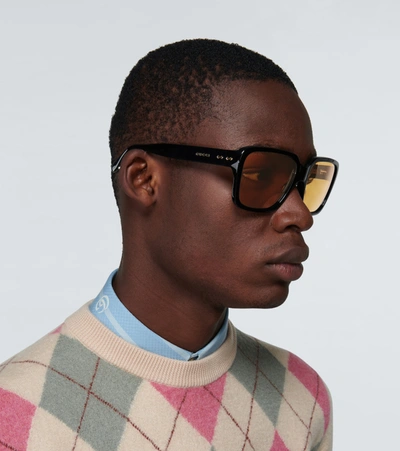 Shop Gucci Square-frame Acetate Sunglasses In Black