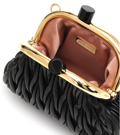 Miu Miu Miu Belle Mini Matelassé Leather Clutch In Black