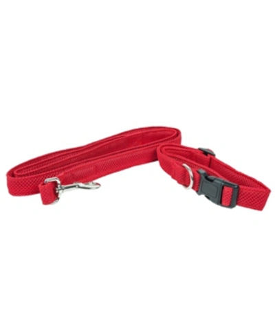 Shop Pet Life Central 'aero Mesh' 2-in-1 Breathable Adjustable Mesh Dog Leash-collar In Red