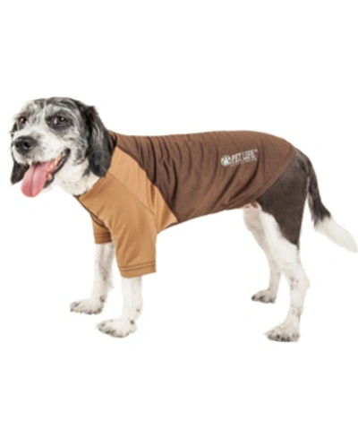 Shop Pet Life Central Active 'hybreed' Two Toned Performance Dog T-shirt In Brown
