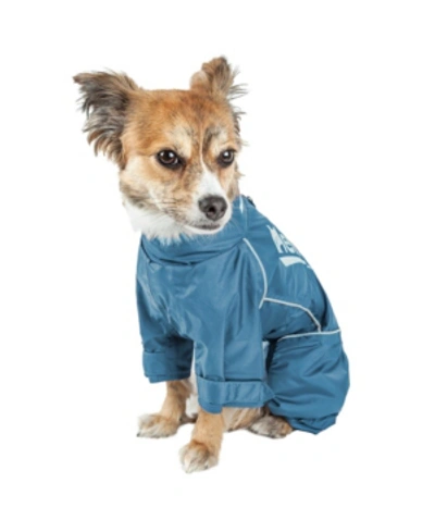 Shop Pet Life Central 'hurricanine' Waterproof And Reflective Full Body Dog Coat Jacket In Blue