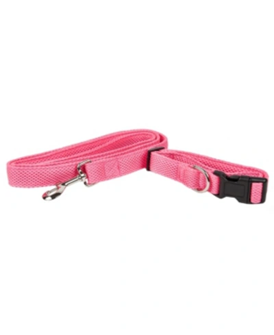 Shop Pet Life Central 'aero Mesh' 2-in-1 Breathable Adjustable Mesh Dog Leash-collar In Pink