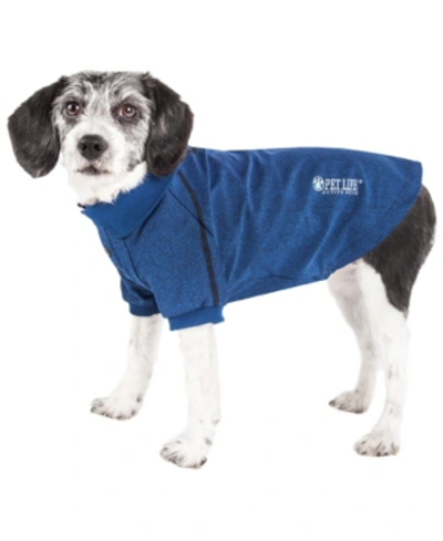 Shop Pet Life Central Active 'fur-flexed' Relax Stretch Performance Dog Polo T-shirt In Navy