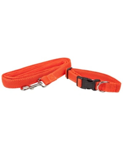 Shop Pet Life Central 'aero Mesh' 2-in-1 Breathable Adjustable Mesh Dog Leash-collar In Orange