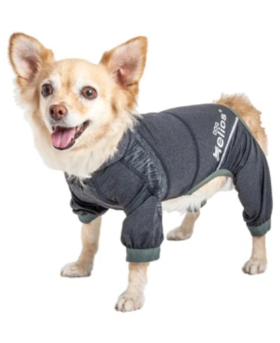 Shop Pet Life Central Dog Helios Namastail Breathable Full Body Performance Yoga Dog Hoodie Tracksuit In Black