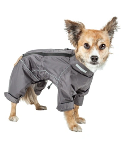 Shop Pet Life Central 'hurricanine' Waterproof And Reflective Full Body Dog Coat Jacket In Gray