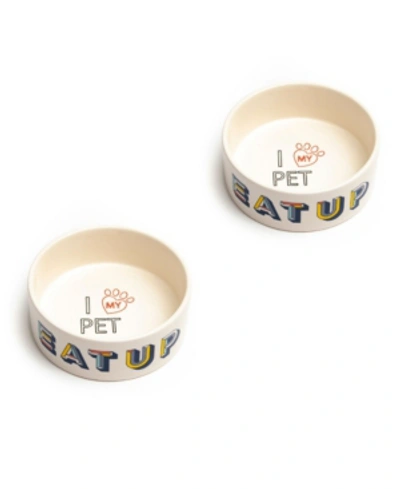 Shop Park Life Designs Retro Medium 6.5" Pet Bowl, Set Of 2 In White