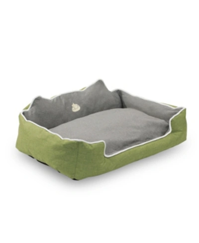 Shop Happycare Textiles Water Resistant Rectangle High Back Bolster Comfort Pet Bed, 25"x21" Dog Bed With In Sage