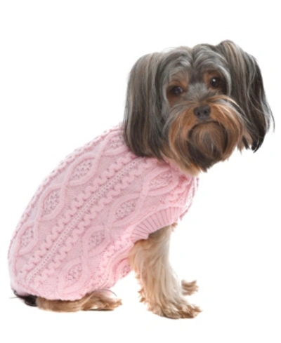 Shop Parisian Pet Cable Knit Dog Sweater In Pink