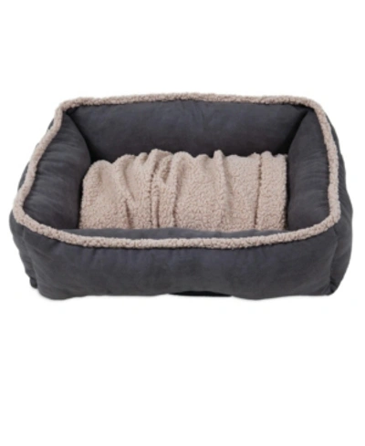 Shop Aspen Pet Aspen 24 X 20 Shearling Rectangular Lounger Dog Bed In Gray