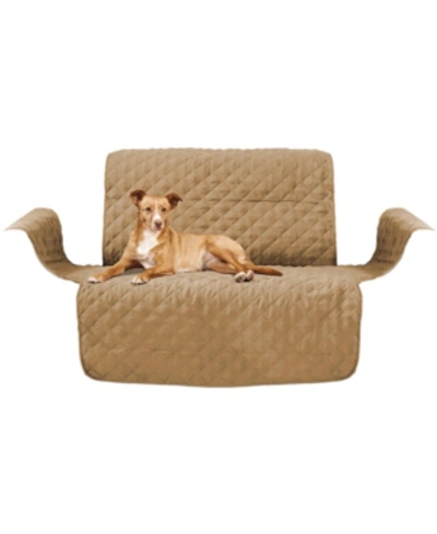 Shop Precious Tails Quilted Micro Suede Loveseat Slipcover Furniture Protector In Camel