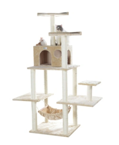 Shop Gleepet 68-inch Real Wood 5-level Cat Tree With Hammock & Condo In Beige