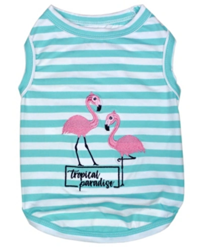 Shop Parisian Pet Flamingos Dog T-shirt In Turquoise