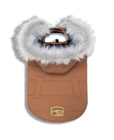 Shop Touchdog 'eskimo-swag' Duck-down Parka Dog Coat Small In Brown