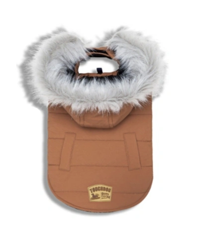 Shop Touchdog 'eskimo-swag' Duck-down Parka Dog Coat Medium In Brown