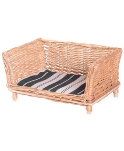 Shop Pawsmark Cat Or Dog Wicker Bed Basket With Indoor And Outdoor Cushion In Brown