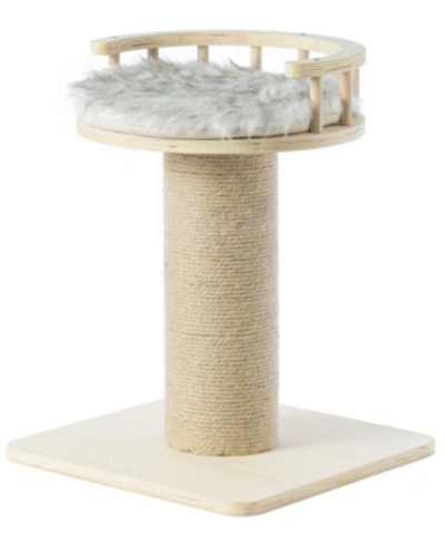 Shop Pawsmark Wooden Cat Sisal Scratching Post Tree Tower With Seat Pet Bed Lounge In Brown