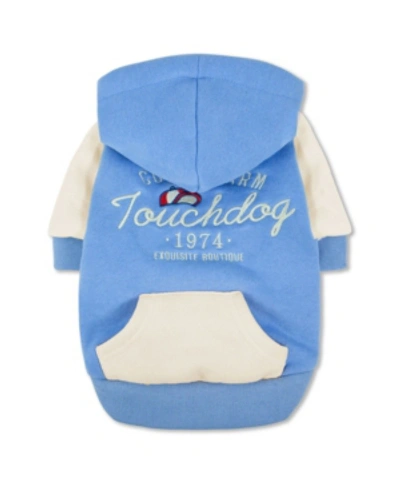 Shop Touchdog 'heritage' Soft-cotton Fashion Dog Hoodie Medium In Blue
