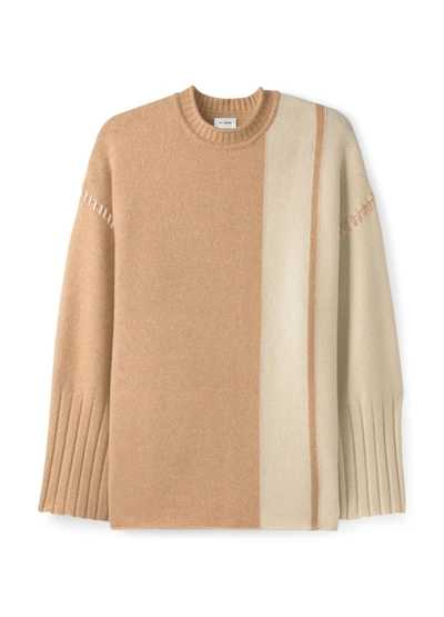 Shop St John Cashmere Paneled Wide Sleeve Sweater In Dune/ivory
