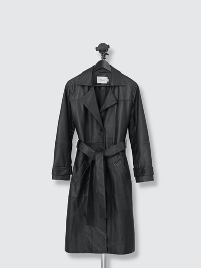 Shop Deadwood Terra Leather Trench Coat In Black