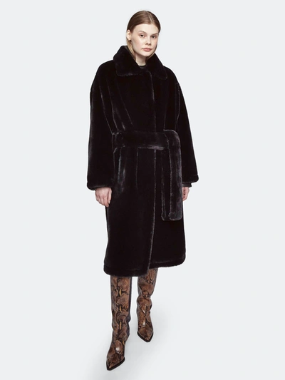 Shop Stand Studio Alexis Faux Fur Coat In Black