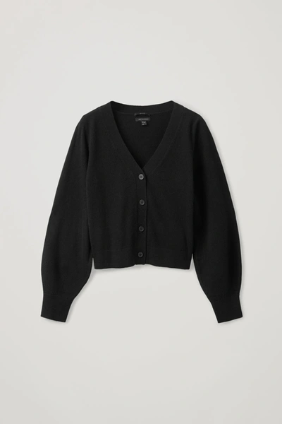 Shop Cos Knitted Balloon-sleeve Cashmere Cardigan In Black