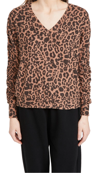 Shop Lna Brushed Adams Sweater In Chestnut Leopard