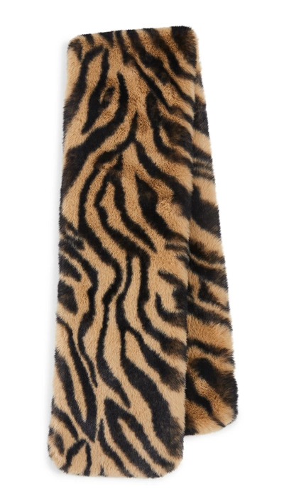 Shop Adrienne Landau Faux Fur Scarf In Brown Zebra