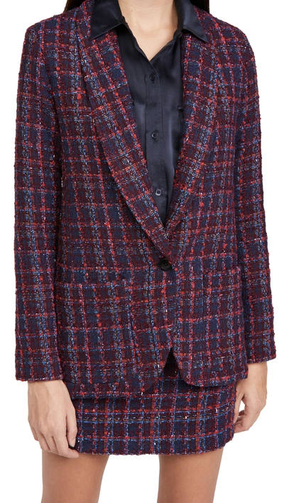 Shop Amanda Uprichard Shawl Collar Blazer In Navy Multi