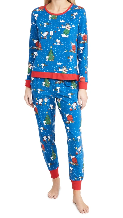 Shop Bedhead Pajamas Long Sleeve Crew Pullover & Joggers Set In Snoopy's Season Of Giving