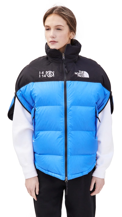 Shop Mm6 Maison Margiela Circle Puffer Jacket In Lake Blue