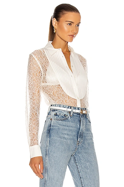 Shop Fleur Du Mal Lace Oversized Pintucked Shirt In Ivory