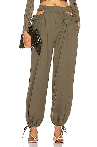 Shop Dion Lee Gathered Tie Pant In Slate Green