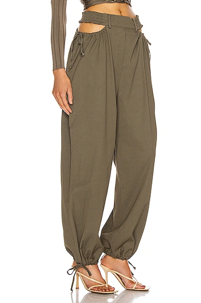 Shop Dion Lee Gathered Tie Pant In Slate Green