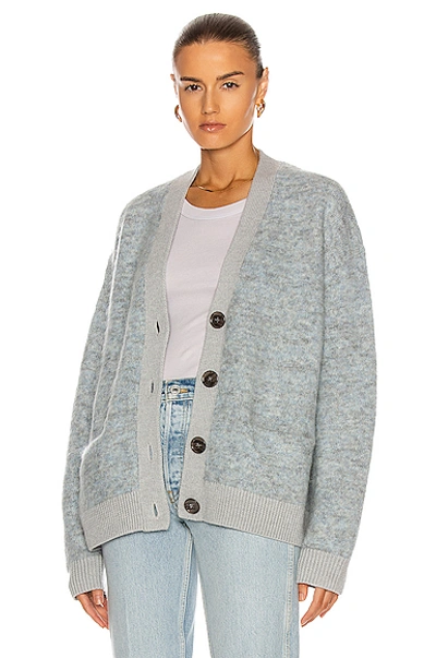 Shop Acne Studios Rives Mohair Cardigan In Light Grey & Blue