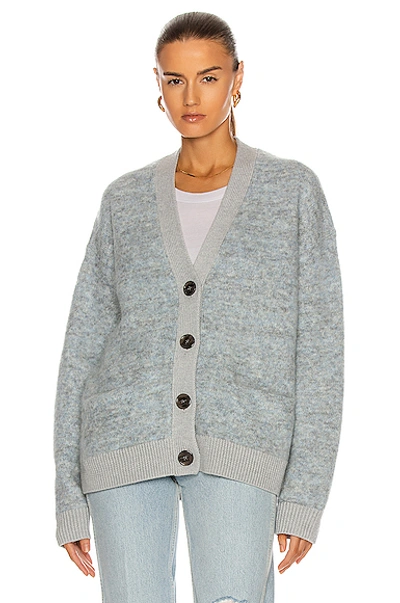 Shop Acne Studios Rives Mohair Cardigan In Light Grey & Blue