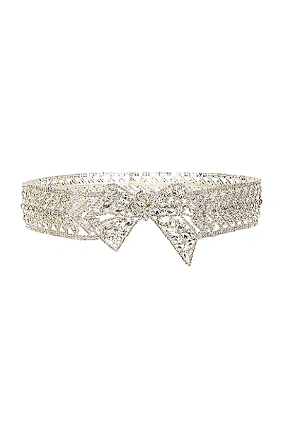 Shop Raisa Vanessa Ribbon Crystal Belt In Silver