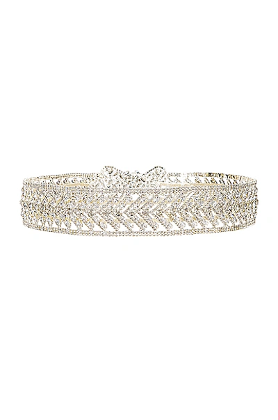 Shop Raisa Vanessa Ribbon Crystal Belt In Silver