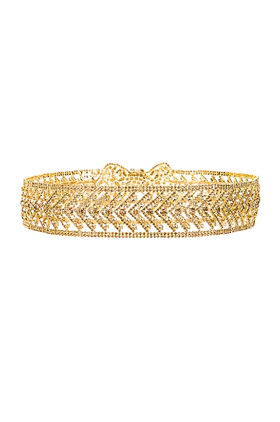 Shop Raisa Vanessa Ribbon Crystal Belt In Gold