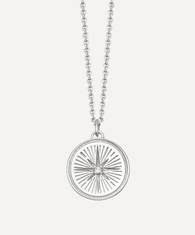 Shop Astley Clarke Celestial Compass White Sapphire Pendant Necklace In Silver